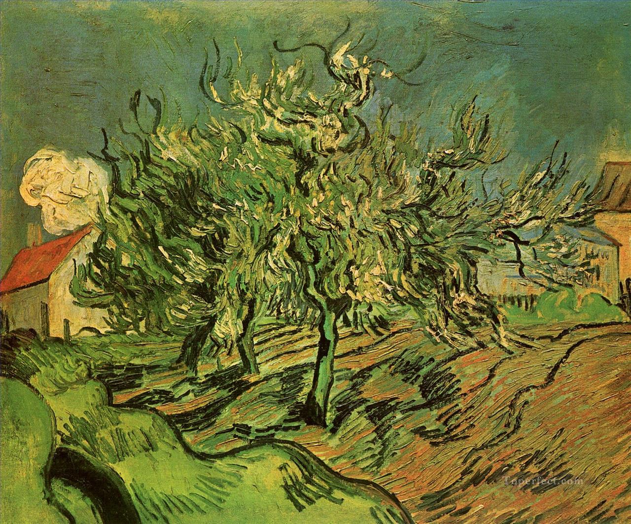 Landscape with Three Trees and a House Vincent van Gogh Oil Paintings